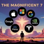 Logos of Apple, Microsoft, Alphabet, Amazon, Nvidia, Meta, and Tesla—the Magnificent 7 tech stocks giants